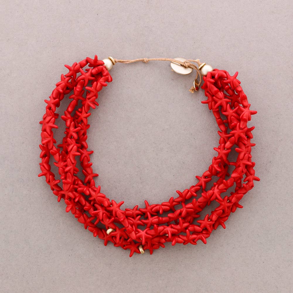 Multi Bead Starfish Resin Choker