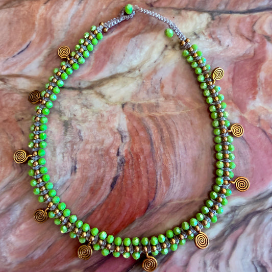 Beaded Gold Spiral Choker