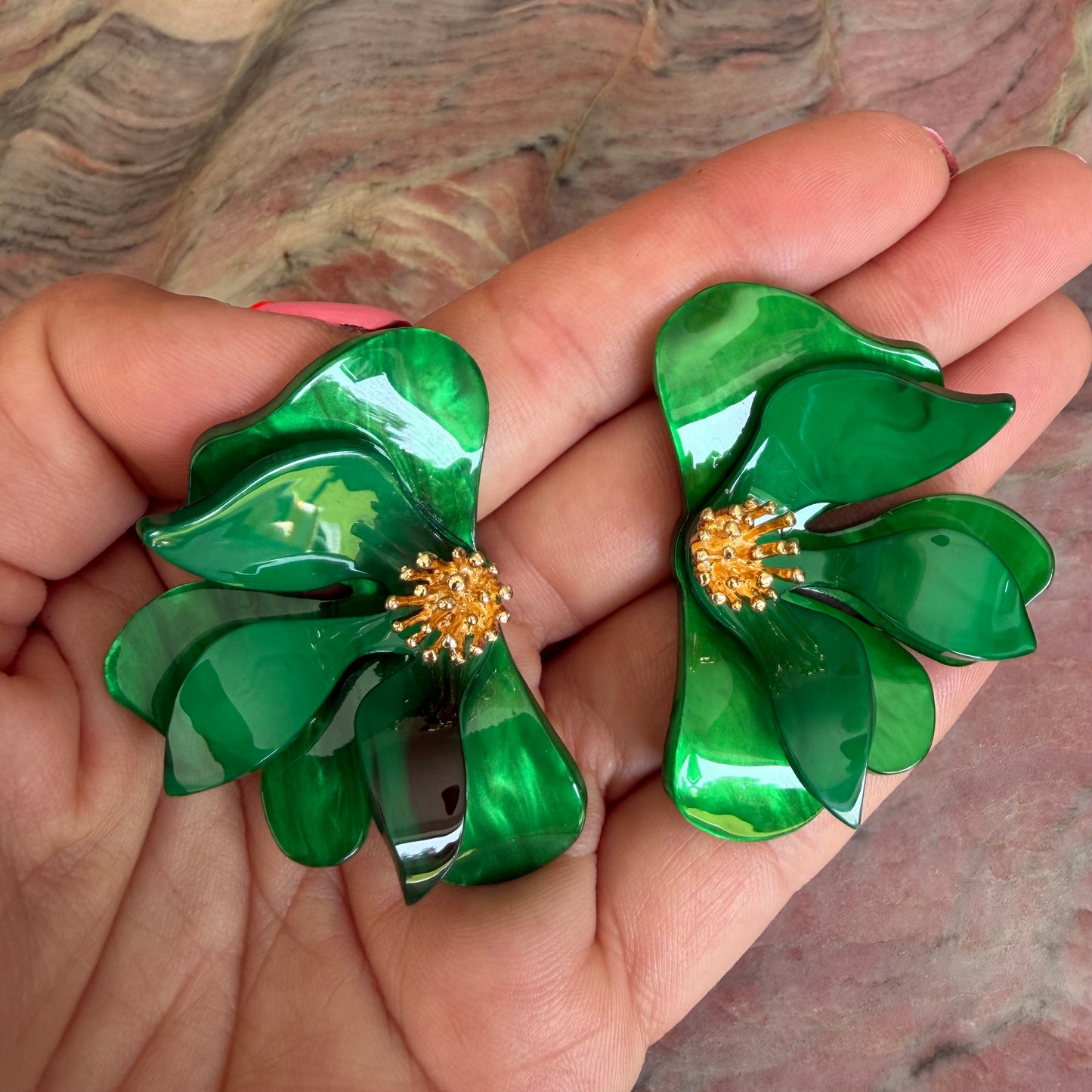 Resin Half Flower Earrings