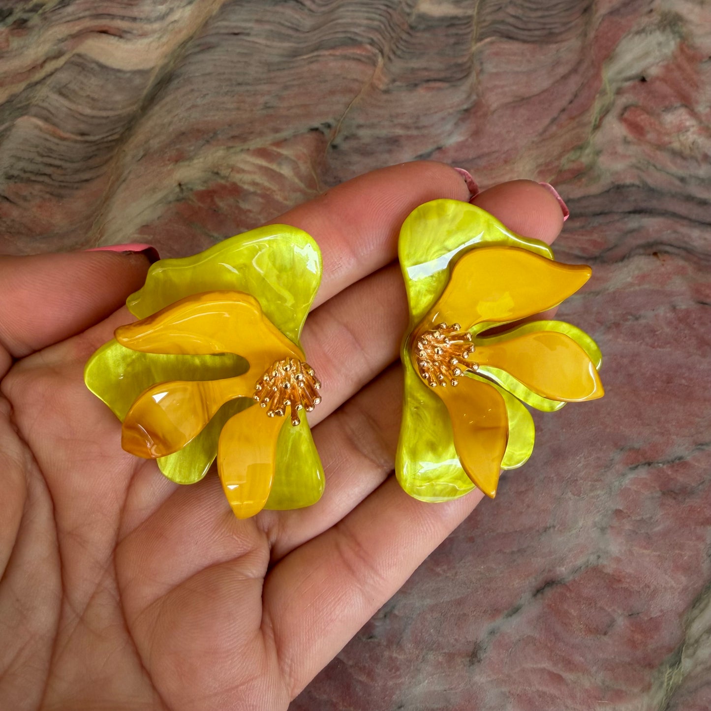 Resin Half Flower Earrings