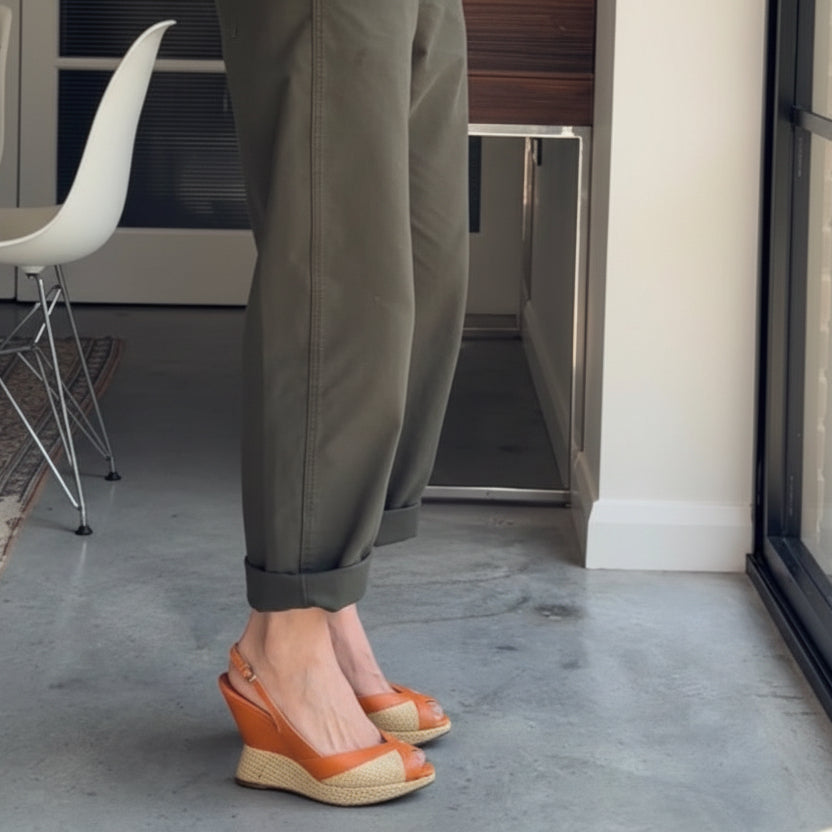 orange wedge on model