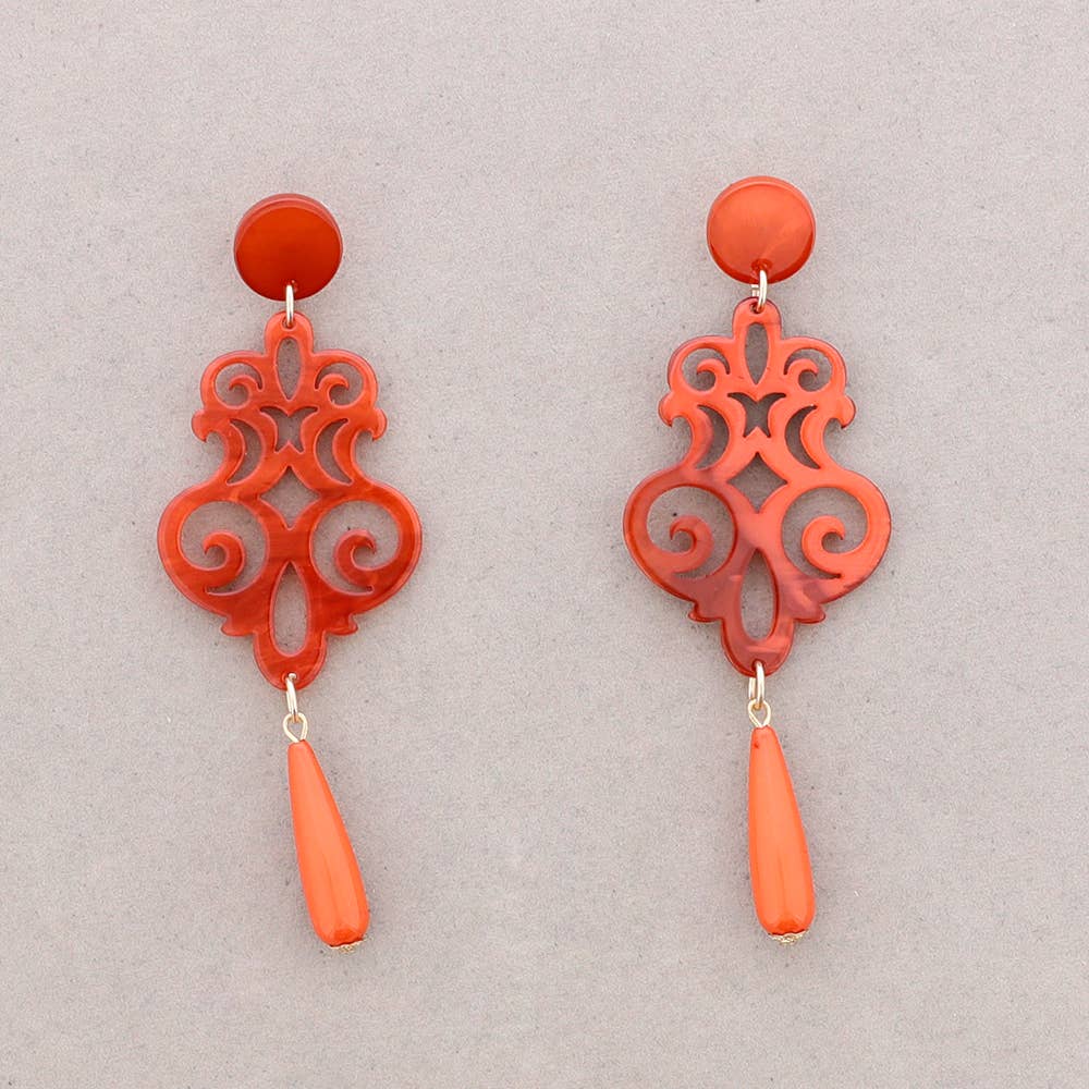 Ornate Resin Drop Earrings